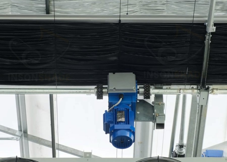 Blackout screen installed on automatic curtain system