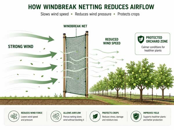 Windbreak net airflow diagram